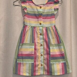 penelope mack Girls' Multicolor Striped Button-Front Dress